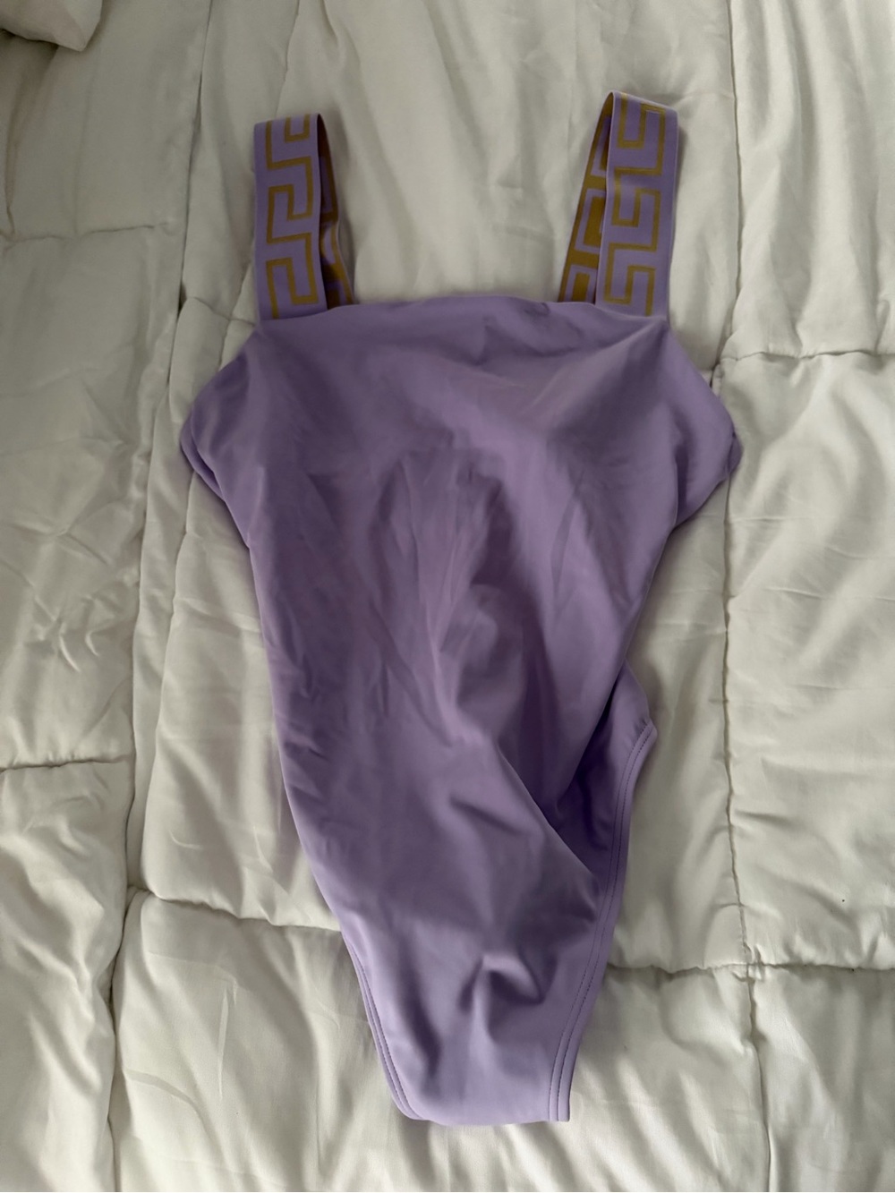 Versace Lavender Swimsuit with Gold-Trim Detail - Picture 4 of 8